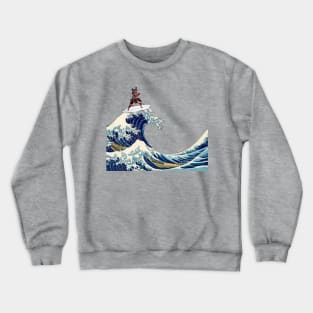 Samurai fight and ride the great wave Crewneck Sweatshirt